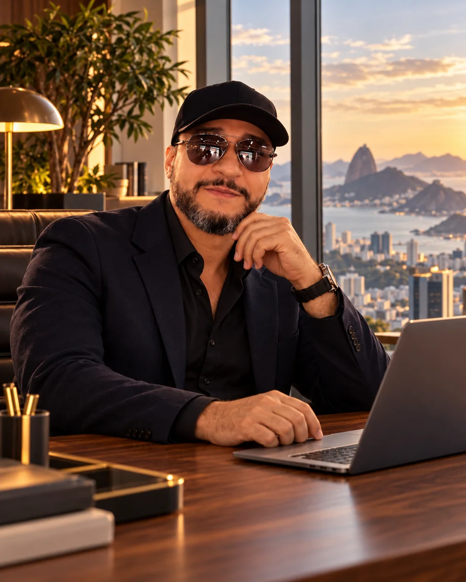 Jonas Junior, founder of MatchApp Ai, in an AI-enhanced office portrait